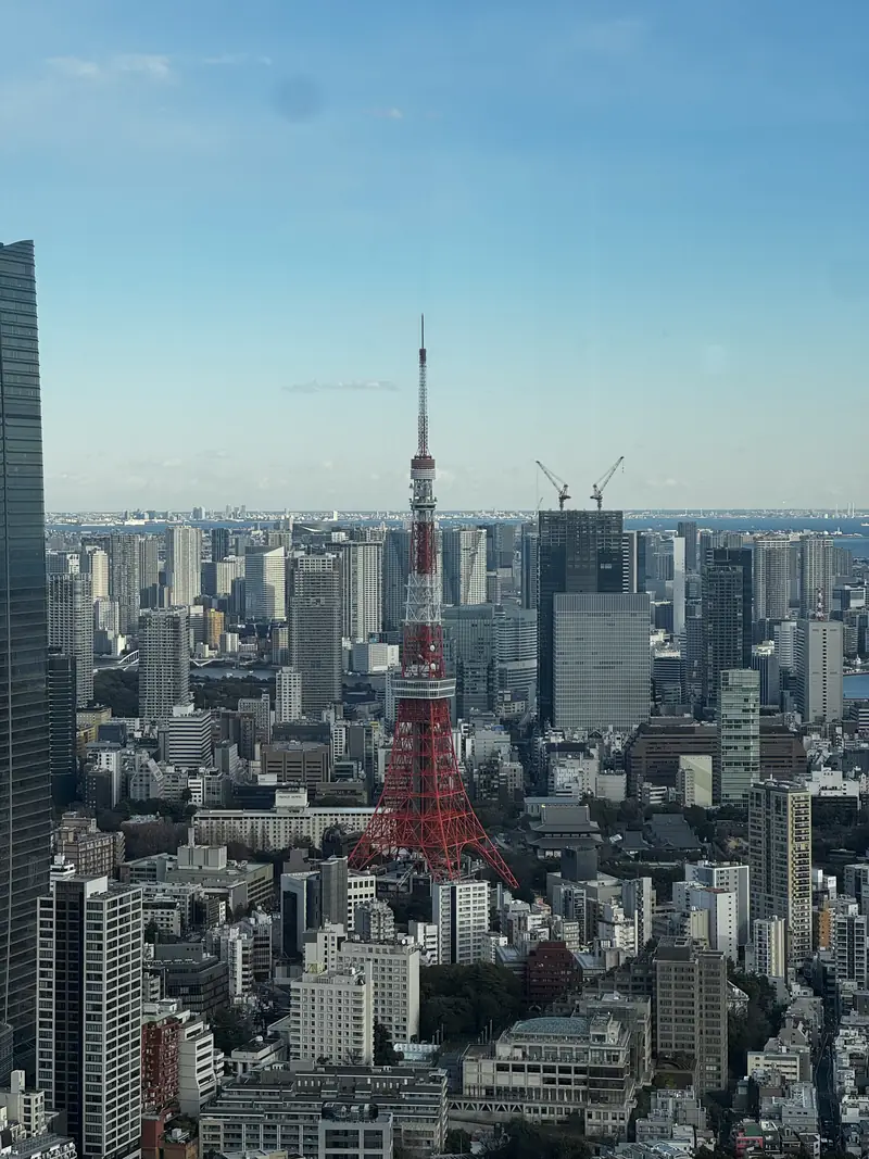 Vista panorámica de Tokio desde un mirador, con la Torre de Tokio al centro